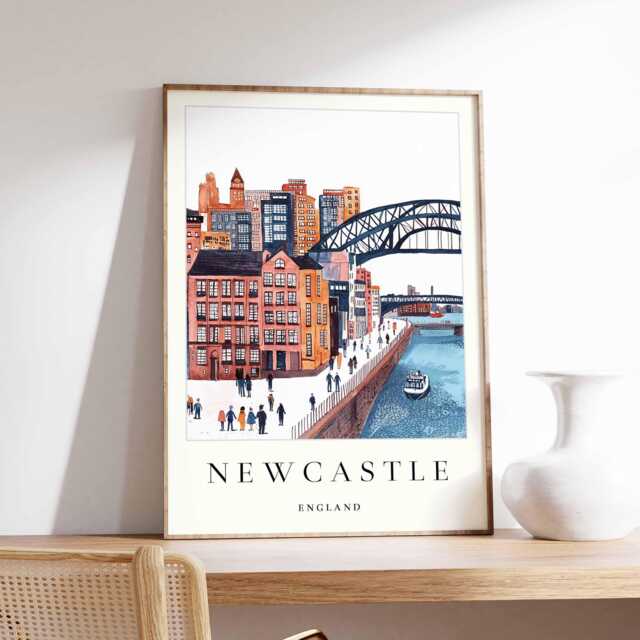 Newcastle Print Tyne Bridge, UK Cityscape Wall Art - image 1