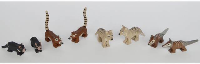 Hand Carved Wooden Animals, Tasmanian Devil, Coati, Tiger, Numbat - image 1