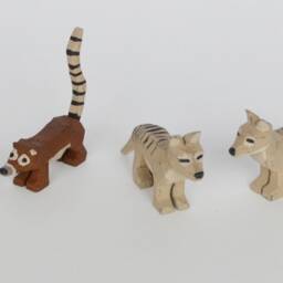 Hand Carved Wooden Animals, Tasmanian Devil, Coati, Tiger, Numbat - thumbnail 2
