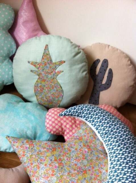 Ananas Cushion Mint & Liberty For Deco Children's Room - image 1