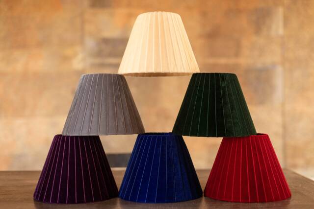 Pleated Green Emerald Lampshade E14, E27, Clip, Lamp Shade For Table Lamp, Sconce, Velvet Lampshade, Burgundy Beige - image 1