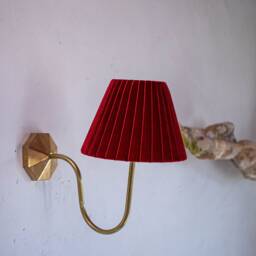 Pleated Green Emerald Lampshade E14, E27, Clip, Lamp Shade For Table Lamp, Sconce, Velvet Lampshade, Burgundy Beige - thumbnail 2