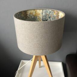 Silver Birch Floral Drum Lampshade, Shadow Grey Linen Style, Home Decor, Handmade in UK - thumbnail 2