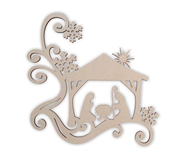 Unfinished Wooden Nativity Scene Cutout Christmas Wall Art Decor - image 1