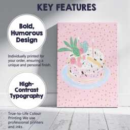 Pink Birthday Cake With Candles Watercolour Celebration Canvas Wall Art Print Decor Picture Ready To Hang - thumbnail 2