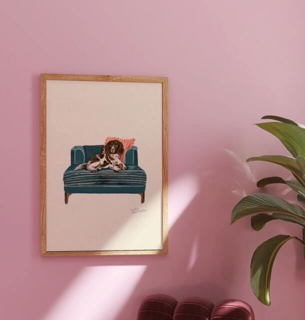 Springer Spaniel Print - Dogs On Chairs Collection 5x7 Inches/A5 A4 A3 - image 1