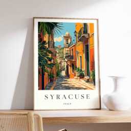 Syracuse Italy Poster Sicily Travel Print, Ortigia Wall Art - thumbnail 1
