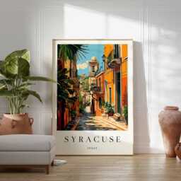 Syracuse Italy Poster Sicily Travel Print, Ortigia Wall Art - thumbnail 2