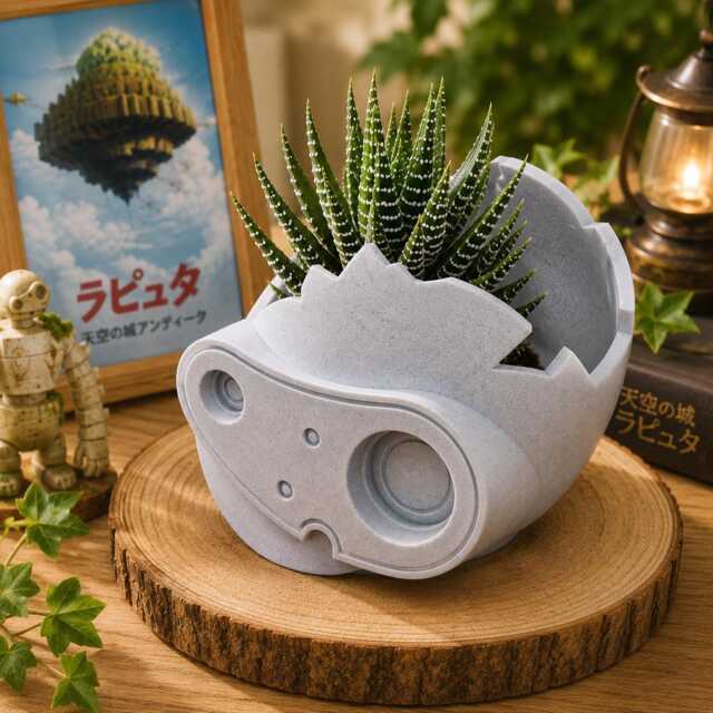 Laputa Guardian Robot Head Planter - Anime Inspired Succulent Pot 3D Printed Plant Desk Decor - image 1