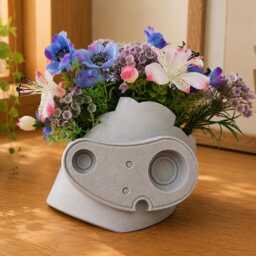 Laputa Guardian Robot Head Planter - Anime Inspired Succulent Pot 3D Printed Plant Desk Decor - thumbnail 2