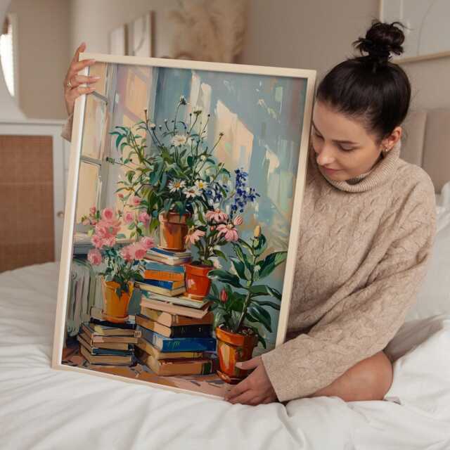 Book Nook, Lover Gift, Shelf Decor, Lover, Bookshelf Bookish Stack, Art, Wall Library Art - image 1