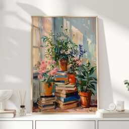 Book Nook, Lover Gift, Shelf Decor, Lover, Bookshelf Bookish Stack, Art, Wall Library Art - thumbnail 2