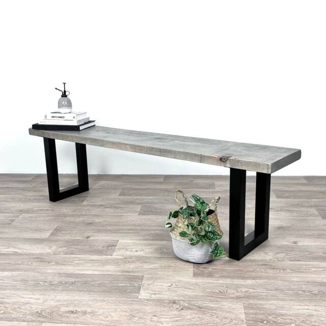 Rustic, Solid Wood, Handmade Foundry Bench. - Dining Bench, Bench Seat, Industrial Wooden Kitchen Hallway Bench - image 1