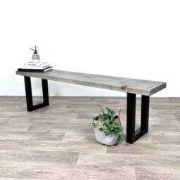 Rustic, Solid Wood, Handmade Foundry Bench. - Dining Bench, Bench Seat, Industrial Wooden Kitchen Hallway Bench - thumbnail 1