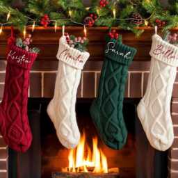 Personalized Knit Christmas Stocking 2025 Embroidered Family Name, Knitted Family, Holiday Stockings, Xmas Stocking With Name - thumbnail 2