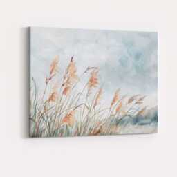 Delicate Pampas Grass Watercolour Botanical Landscape Canvas Wall Art Print Decor Picture Ready To Hang - thumbnail 4