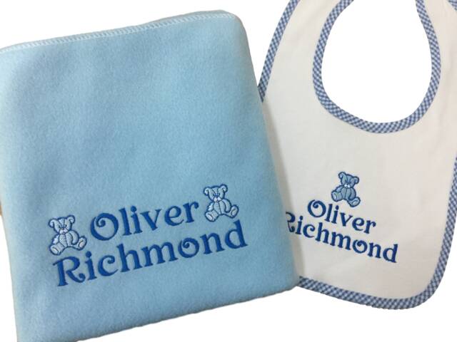 Personalised Baby Blanket & Bib, Gift Set - image 1