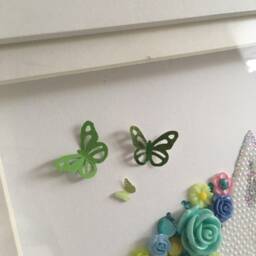 The Flower Unicorn, Button Art, Blue & Green Theme Decor, Unicorn Gift, Wall Floral Wall Art - thumbnail 3