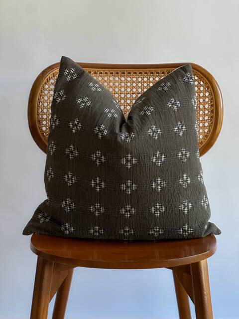 Vintage Hmong Hemp Pillow Brown Striped Lumbar, Bohemian Decor - image 1