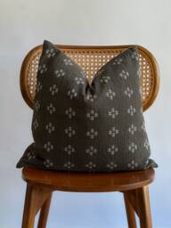 Vintage Hmong Hemp Pillow Brown Striped Lumbar, Bohemian Decor - thumbnail 1