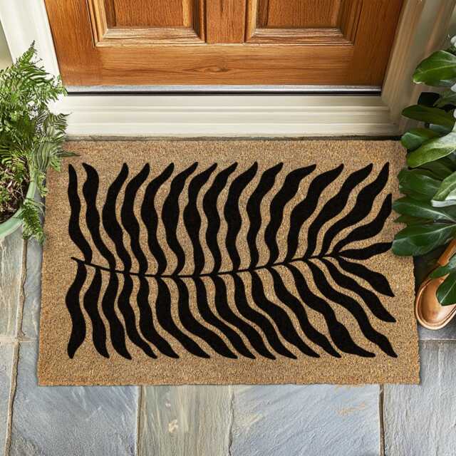 Palm Leaf Doormat, Tropical Design Mat, Boho Entryway Rug, Housewarming Gift, Outdoor Welcome New Home Decor, Gift For Her - image 1