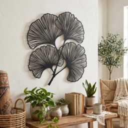 Ginkgo Leaf Metal Wall Art, Botanical Above Bed Decor, Modern Nature Hanging, Housewarming Gift - thumbnail 2