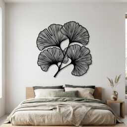 Ginkgo Leaf Metal Wall Art, Botanical Above Bed Decor, Modern Nature Hanging, Housewarming Gift - thumbnail 4