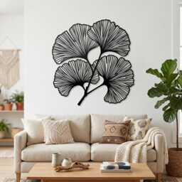 Ginkgo Leaf Metal Wall Art, Botanical Above Bed Decor, Modern Nature Hanging, Housewarming Gift