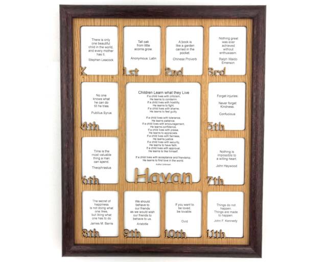 K-12Th Grade School Years Picture Frame Personalized With Name - 11x14 Cherry Holds 2.5x3 & 5x6.5 Pictures Back To - image 1