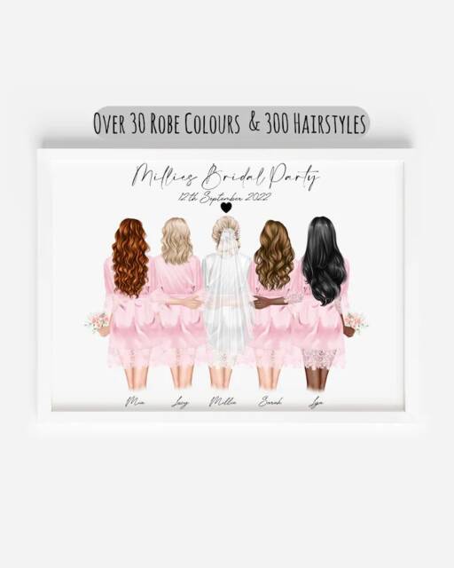 Personalised Bridesmaid Print, Bridal Party Print, Bride Gift, Bride Keepsake, Wedding Gift For Bride, Bride Tribe - image 1