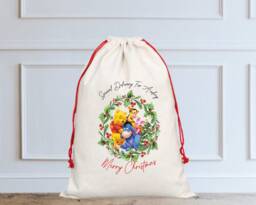 Personalised Winnie The Pooh & Friends Christmas Sack/stocking, Santa Sack, Eve, Tigger, First Christmas, Gift