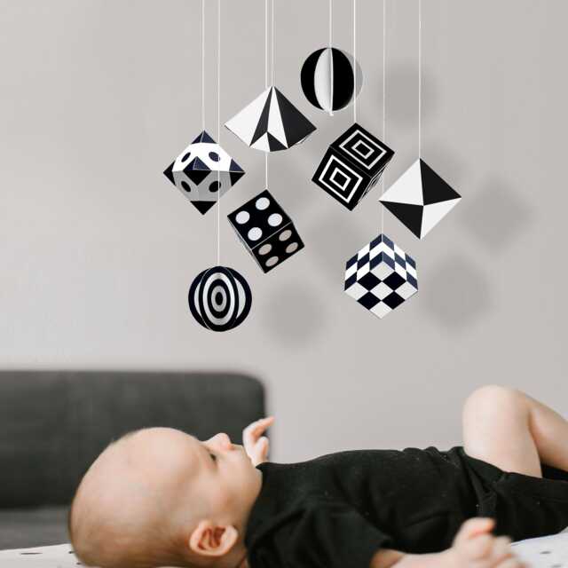 Black & White Montessori Mobile. Hanging Toy For Baby Development. Munari Mobile Newborn. Early Learning - image 1