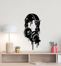 Headphones Wall Decal Music Poster Dj Gifts Sign Vinyl Sticker Studio Office Decor Art 951 - thumbnail 1
