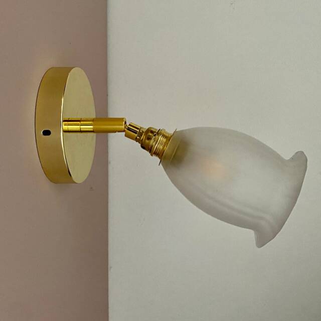Vintage Frosted Glass Tulip Wall Lamp - image 1