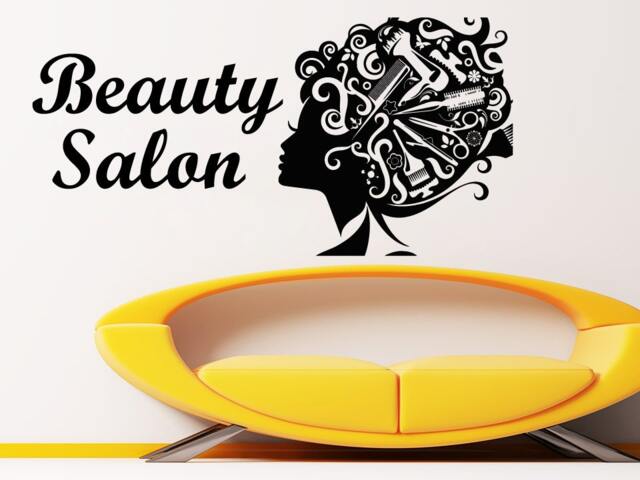 Wall Decals Beauty Salon Model Girl Face Hairdressing Scissors Comb Decal Vinyl Sticker Home Decor Living Room Art Murals Ms650 - image 1