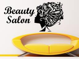 Wall Decals Beauty Salon Model Girl Face Hairdressing Scissors Comb Decal Vinyl Sticker Home Decor Living Room Art Murals Ms650 - thumbnail 1