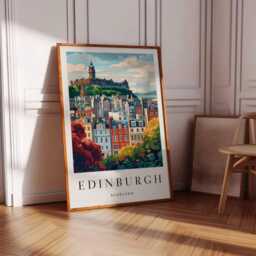 Edinburgh Castle Print Scotland Travel Poster, Old Town Wall Art - thumbnail 3