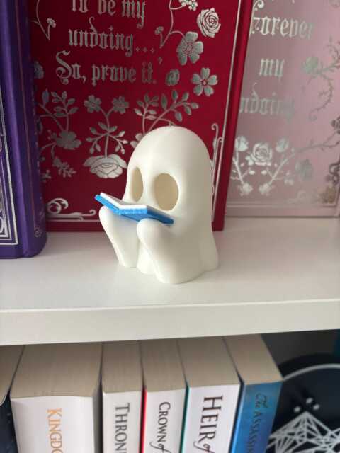 Reading Ghosty Figurine - 3D Printed Bookish Ghost Decor - image 1