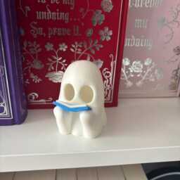 Reading Ghosty Figurine - 3D Printed Bookish Ghost Decor - thumbnail 3