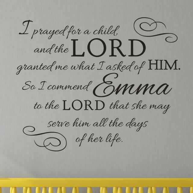 Prayed For A Child Nursery Quote - Custom Name Wall Decal - image 1