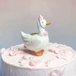 Cute Goose Candle Holder, Handmade Cake Topper, Birthday Ceramic Unique Mini Ornament Gift - thumbnail 3