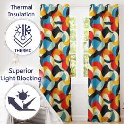 Bold Abstract Organic Shapes Colorful Modern Seamless Pattern Readymade Eyelet Ring Top Thermal 100% Blackout Curtains - thumbnail 3