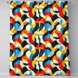 Bold Abstract Organic Shapes Colorful Modern Seamless Pattern Readymade Eyelet Ring Top Thermal 100% Blackout Curtains - thumbnail 2