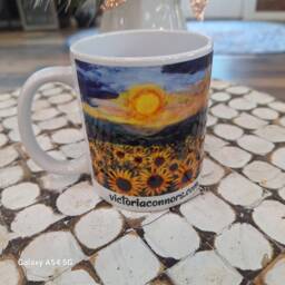 Sunflower Field Coffee Mug. Sunflowers Art Print Of Needle Felt Painting Mug - thumbnail 3