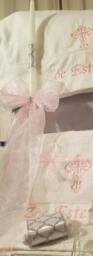 Personalized Baptism Towels, Candles & Oil Sheet For Greek Orthodox Baptism, Bath Towel, Embroidered, Soap Bottle Complete Set - thumbnail 3