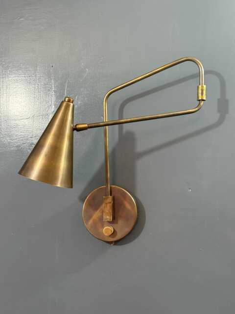 Mid-Century Vintage Brass Swing Arm Wall Sconce - Italian Stilnovo Style Single Light - image 1