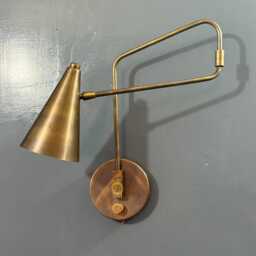 Mid-Century Vintage Brass Swing Arm Wall Sconce - Italian Stilnovo Style Single Light - thumbnail 3