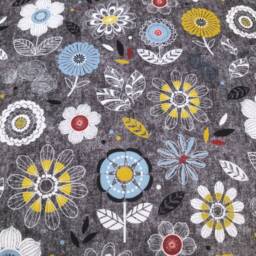 Enchanted Floral Cotton Cushion Cover Grey, Yellow, Blue, Red - 16 - thumbnail 2