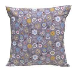 Enchanted Floral Cotton Cushion Cover Grey, Yellow, Blue, Red - 16 - thumbnail 1