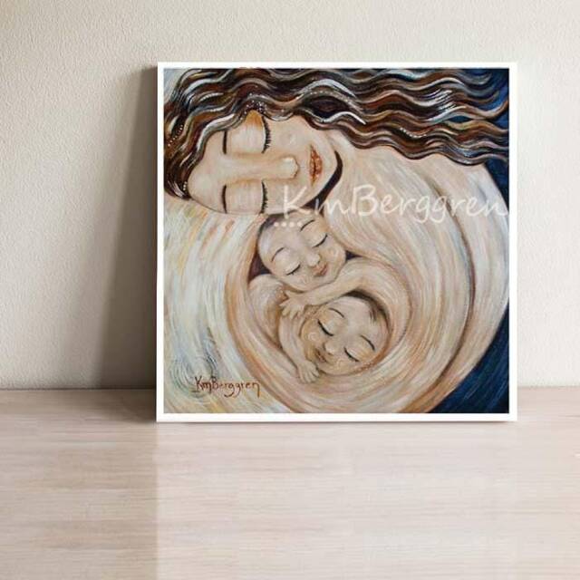 Gift For Mom Of Twins, Signed Art Print By Kmberggren - in Good Hands - image 1